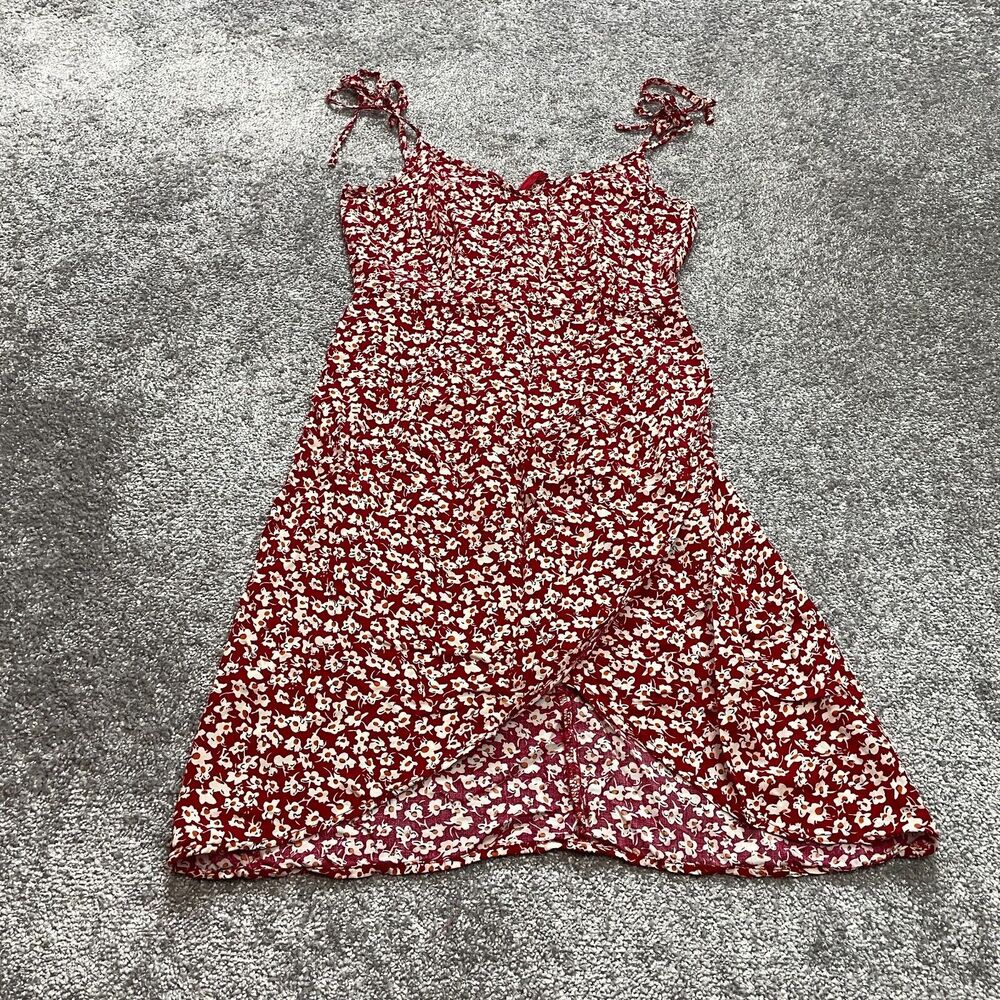Umbranded Dress Sundress Juniors 7 Red Floral Sleeveless Tank Midi Soft Rayon